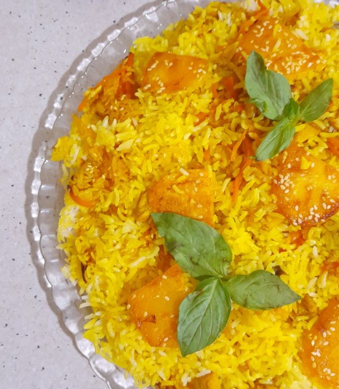 عکسی از دستور پلو مخلوط مرغ🍛