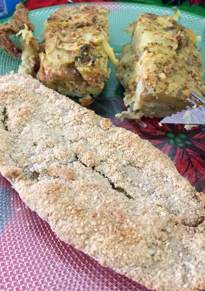 Una foto de Milanesa de Berenjena Apta Veganes