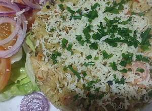 Una foto de Arroz cremoso mixto