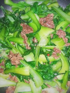 Hình của món Cải thìa xào thịt bò.