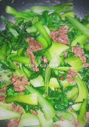 Hình của món Cải thìa xào thịt bò.
