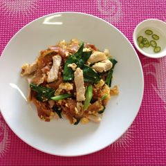 Stir fried noodles with black soy sauce and pork A picture of Stir fried noodles with black soy sauce and pork.