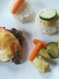 Sajtos - gombás karaj recept fotója