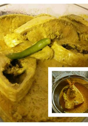 A picture of Bhapa fish (steamed hilsa).