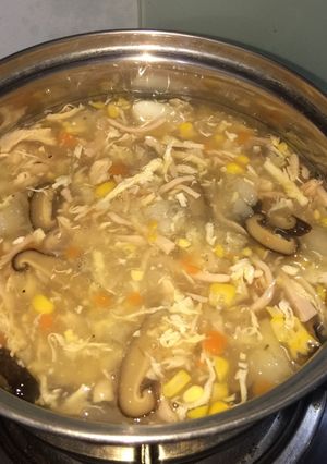 Hình của món Súp bắp gà nấm.