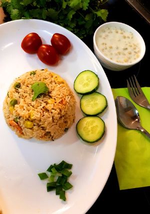 A picture of Corn veg pulao.
