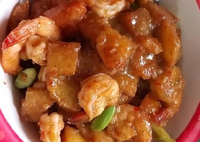 Balado udang kentang pete simple