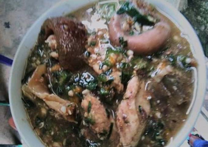 Assorted Meats in Okra Pepper Soup