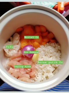 Foto resep MPASI 6 bulan menu lengkap (Ayam, tofu, wortel)