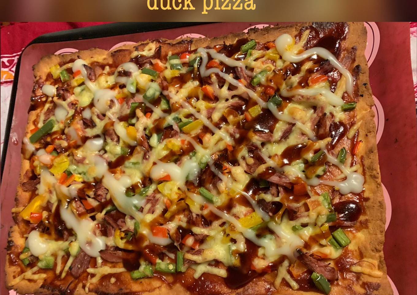 Keto fathead peking duck pizza