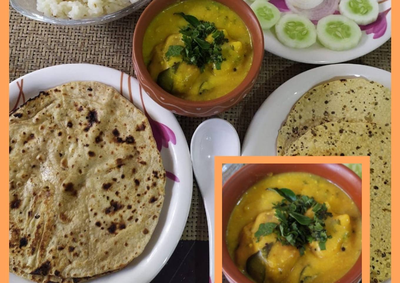 Punjabi kadhi pakora thali