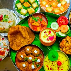 A picture of North Indian No Garlic No Onion Falahari Thali - Saawn special Satvik Thali.