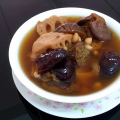 A picture of Lotus Root And Peanut Vegan Soup.