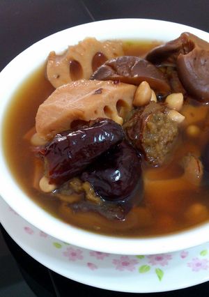 A picture of Lotus Root And Peanut Vegan Soup.