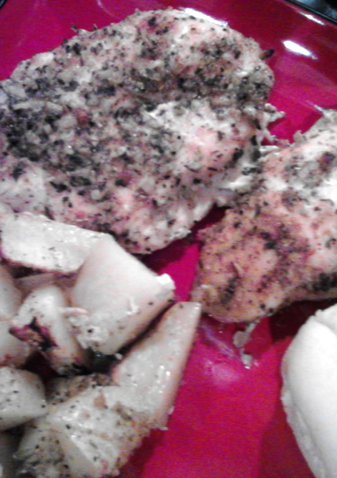 A picture of Herb Roasted Chicken and Potatoes.