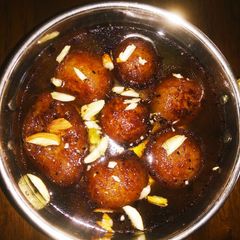 Sweet potatoes (shakarkandi) gulab jamun A picture of Sweet potatoes (shakarkandi) gulab jamun.