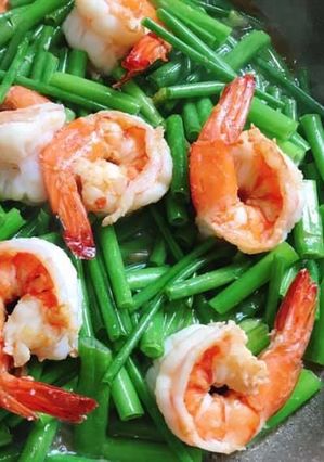 รูปของ ผัดดอกหอมใส่กุ้ง
