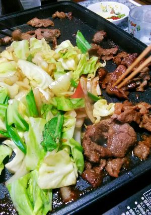 A picture of Jingisukan on an Electric Griddle!.