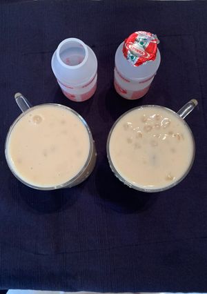 A picture of Sabudana Kheer with Yakult.