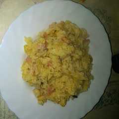 Una foto de Risotto de setas y baicon