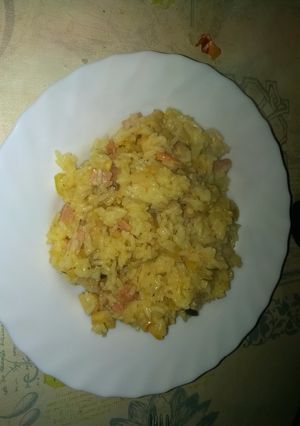 Una foto de Risotto de setas y baicon