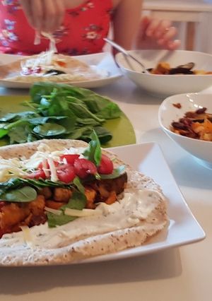 A picture of Mix veg (&falafel) wraps.