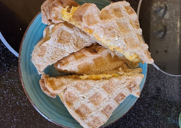 Steps to Prepare Homemade Waffle iron egg sandwich 💣