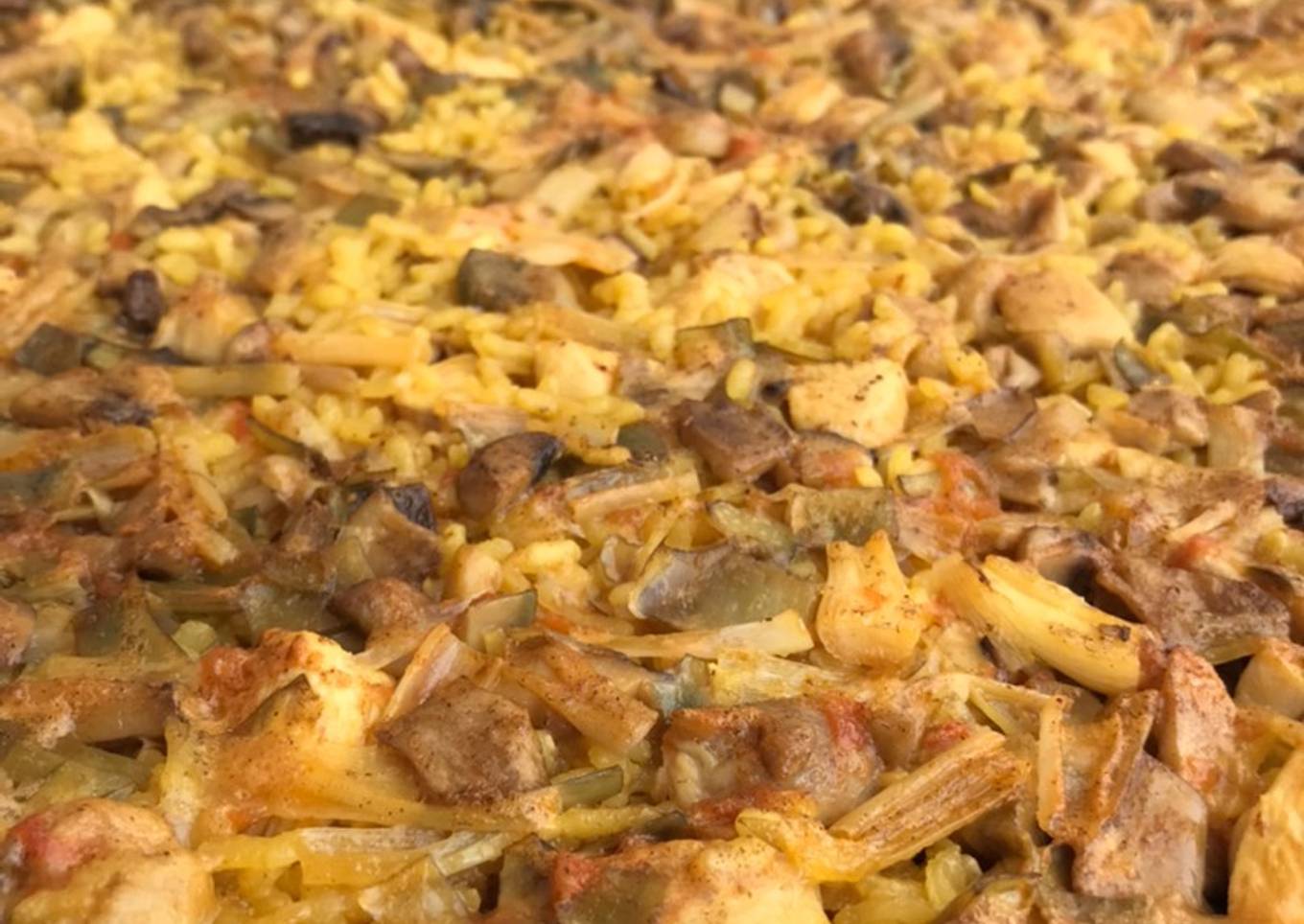 Paella de verduras y setas