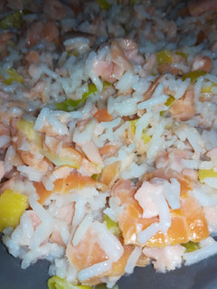 Foto di Riso salmone e porri