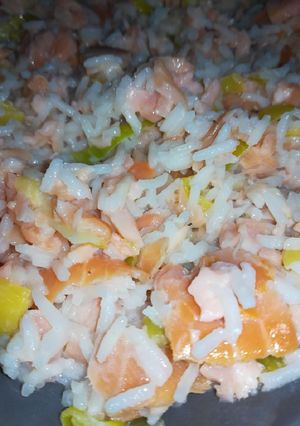 Foto di Riso salmone e porri