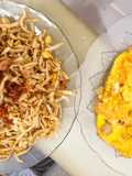 Bakmi goreng telur mie pipih burung dara