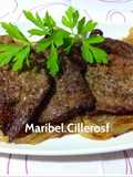 Filetes de hígado de ternera con cebolla caramelizada
