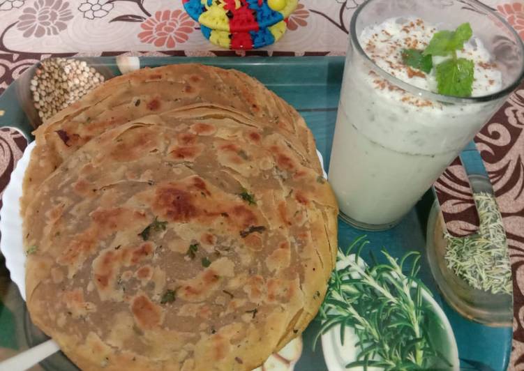 Lachha paratha with mint buttermilk