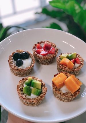 Hình của món Oats fruit yogurt - yến mạch sữa chua.