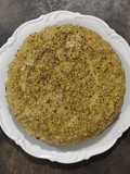 Torta di albumi al cioccolato fondente e crema al pistacchio
