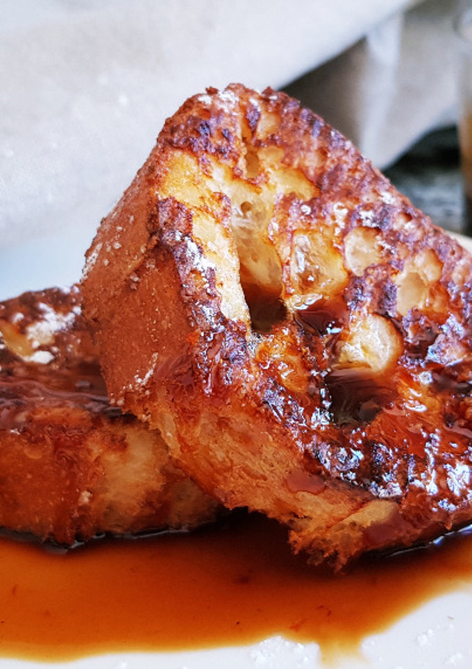 Una foto de Torrijas al Horno con almíbar de Naranja Sanguina