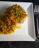 Arroz con lentejas con verduras al curry