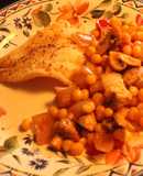 Entrevero arvejoso con pez frito
