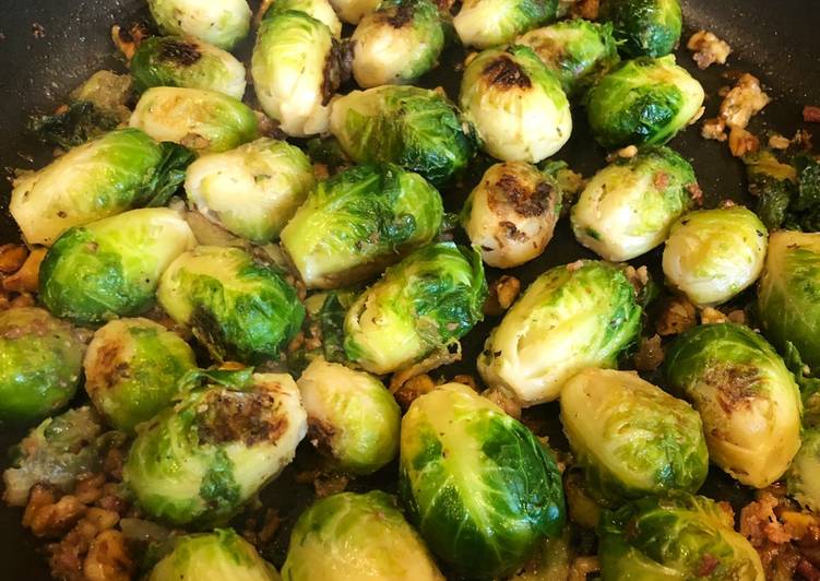 Steps to Prepare Quick Pan fried Brussels sprouts