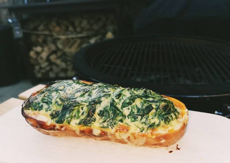 Baked BBQ Butternut with a cream spinach filling 👌