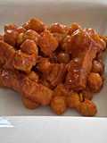 Garbanzos con panceta en salsa de piquillos