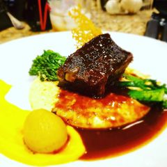 A picture of Red Wine Braised Short Ribs in Reduction Sauce.