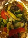 Papillote de calamars aux oignons tomates et poivrons