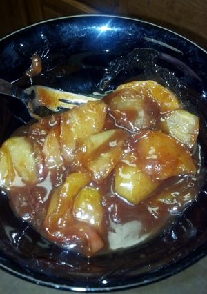 A picture of Chai spiced fried apples.