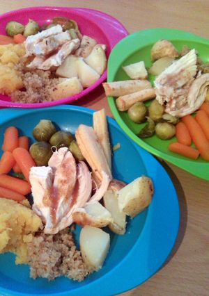 A picture of Vickys Full Roast Chicken Dinner with Sides and Leftover Ideas, Gluten, Dairy, Egg & Soy-free.