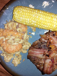 A picture of Saucy Bacon wrapped Pork Chops.