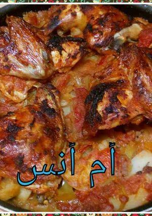 A picture of Baked Chicken with Seasoned Potatoes.