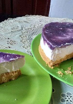 Foto resep Blueberry Yoghurt Cheesecake (Unbaked, No Oven)