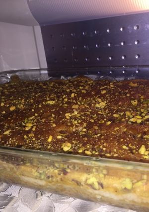 صورة لوصفة بسبوسة القشطه والطحينه السائله