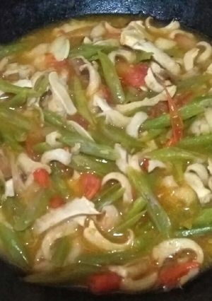 Foto resep Tumis jamur + buncis pedas